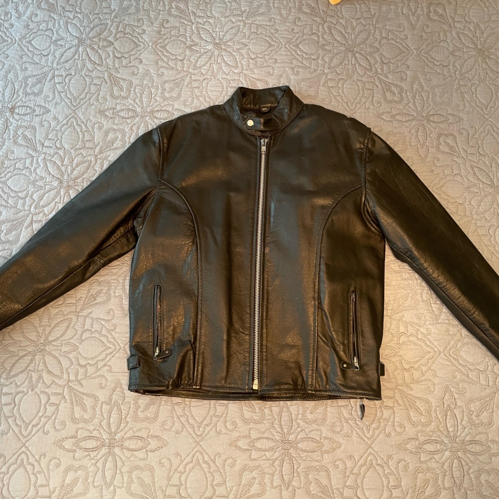 Event Leather Black Leather Biker Jacket